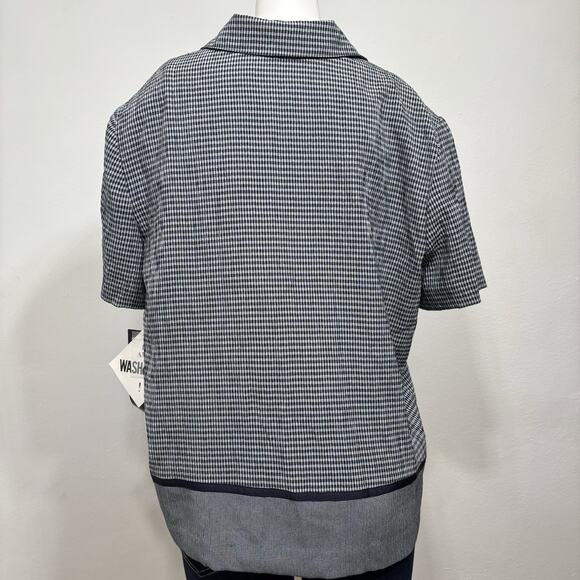 NWT Dead stock Vintage Sag Harbor Blouse Short Sleeve Blue Tan Checkered Sz 12 - Picture 3 of 6